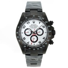 All Black Rolex Daytona White Arabic Dial 40mm Watch
